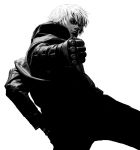  gloves highres k&#039; k' king_of_fighters male monochrome realistic snk solo tan white_hair 