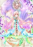  blue_eyes dress flower headset kamui_gakupo kneeling long_hair megurine_luka pink_hair purple_hair riria very_long_hair vocaloid 