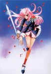  epaulettes highres long_hair official_art pink_hair saitou_chiho shoujo_kakumei_utena solo sword tenjou_utena weapon 