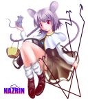  basket grey_hair mouse mouse_ears mouse_tail nazrin red_eyes short_hair tail touhou verynezumi 