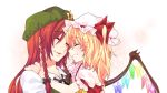  braid closed_eyes flandre_scarlet hat hong_meiling hug kiri_futoshi lips long_hair ponytail red_hair redhead short_hair side_ponytail smile touhou twin_braids wings 