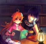  blush book frontier_town gloves lamp library lina_inverse purple_hair red_eyes red_hair redhead slayers xelloss 