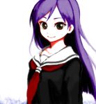  iseki_(kuroshura_no_tabiji) kisaragi_chihaya long_hair purple_hair school_uniform serafuku smile 