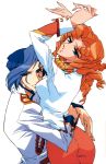  arisugawa_juri blue_hair curly_hair highres hug official_art orange_hair scan shoujo_kakumei_utena tsuchiya_ruka 