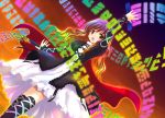  bad_id cape dress dutch_angle gradient gradient_hair hijiri_byakuren long_hair maru54 multicolored_hair open_mouth outstretched_arms scroll solo spread_arms touhou yellow_eyes 