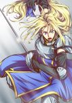  armor armored_dress blonde_hair blue_dress charlotte_christine_de_colde dress long_hair samurai_spirits suzukane sword weapon 