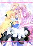  alice_margatroid animal_ears blonde_hair blue_eyes blush cat_ears cat_tail frills hairband highres hug kirisame_marisa long_hair nanase_nao patchouli_knowledge pink_eyes polka_dot purple_eyes purple_hair short_hair smile tail touhou very_long_hair violet_eyes wink yellow_eyes 