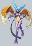  1girl blue_eyes breasts digimon digimon_frontier face_mask mask scarf short_hair shutumon wings 