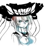  1girl aqua_eyes bodysuit breasts bust expressionless hat highres kantai_collection long_hair payot rathke shinkaisei-kan simple_background solo tentacles turret white_background white_hair white_skin wo-class_aircraft_carrier 