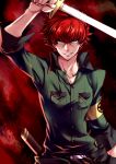  dual_wielding minazuki_sho persona persona_4 persona_4:_the_ultimate_in_mayonaka_arena redhead scar smile sword weapon yasshan 