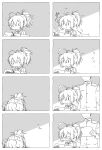  1boy 4koma admiral_(kantai_collection) aoba_(kantai_collection) comic crying crying_with_eyes_open highres kantai_collection monochrome multiple_4koma sawamura_aoi school_uniform serafuku short_ponytail silent_comic tears translation_request wiping_tears |_| 