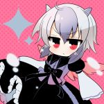  1girl deformed grey_hair horns marshmallow_mille multicolored_hair red_eyes red_wings solo sparkle tokiko_(touhou) touhou two-tone_hair white_hair wide_sleeves wings 