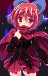  1girl breasts cape covered_mouth hair_ribbon red_eyes redhead ribbon sekibanki skirt solo touhou yamu_(reverse_noise) 