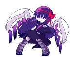  1girl akemi_homura akuma_homura argyle argyle_legwear bare_shoulders black_dress black_gloves black_hair bow chibi choker dress elbow_gloves feathered_wings gloves hair_bow long_hair looking_at_viewer mahou_shoujo_madoka_magica mahou_shoujo_madoka_magica_movie nura_(oaaaaaa) simple_background solo spoilers thigh-highs violet_eyes white_background wings zettai_ryouiki 