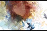  1girl bird butterfly crying face orange_hair original short_hair solo tang_elen tears yellow_eyes 