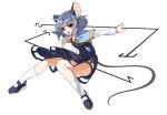 &gt;:o 1girl :o animal_ears capelet dowsing_rod dress gem jewelry kozakura_(dictionary) legs looking_at_viewer mary_janes mouse_ears nazrin necklace no_panties shoes short_hair socks solo tail touhou upskirt
