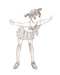  1girl monochrome original short_hair sketch skirt solo traditional_media yoshitomi_akihito 