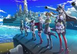  6+girls amatsukaze_(kantai_collection) atago_(kantai_collection) bike_shorts black_hair blonde_hair breasts brown_eyes brown_hair crossed_arms garter_straps gloves hair_ribbon hat headband headgear johnnysendai kantai_collection kiso_(kantai_collection) long_hair multiple_girls nagato_(kantai_collection) one_piece parody ribbon school_uniform serafuku short_hair silver_hair striped striped_legwear taihou_(kantai_collection) thigh-highs tone_(kantai_collection) twintails 