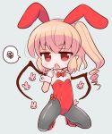  1girl alternate_costume brown_hair bunnysuit fang flandre_scarlet kneeling long_hair looking_at_viewer marshmallow_mille open_mouth pointy_ears red_eyes side_ponytail solo tagme touhou wings 