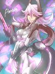  armor azure_striker_gunvolt black_sclera bodysuit pantera_(gunvolt) pink_eyes pink_hair ran_komomo 