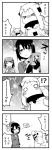  !? &gt;_&lt; 3girls 4koma =_= beret closed_eyes comic covered_mouth hat horns kantai_collection kona_sleipnir mittens monochrome multiple_girls northern_ocean_hime open_mouth ryuujou_(kantai_collection) shinkaisei-kan short_hair smile tagme takao_(kantai_collection) translation_request twintails visor_cap 