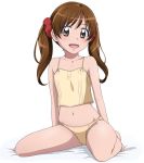  1girl brown_eyes brown_hair long_hair looking_at_viewer navel open_mouth precure precure_all_stars_new_stage:_mirai_no_tomodachi sakagami_ayumi sakecho sitting solo twintails underwear underwear_only wariza 