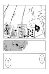  1girl absurdres c-button card comic highres kantai_collection monochrome playing_card poker royal_flush shiranui_(kantai_collection) translation_request 