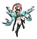  animal_ears armored_boots belt breasts cat_ears cleavage cosmic_break mecha_musume mialy morizo_cs official_art railgun red_eyes redhead twintails weapon 
