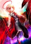  1girl ascot blonde_hair ex-rumia halo highres long_sleeves red_eyes rumia shirt skirt skirt_set solo spark621 sword touhou vest weapon 