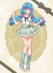  1girl blue_eyes blue_hair dress hair_ribbon happinesscharge_precure! high_heels kagami_chihiro long_hair low_twintails precure ribbon shirayuki_hime solo twintails 