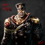  &lt;ro 1boy admiral_(kantai_collection) alternate_costume character_name crossover exposed_muscle hat kantai_collection military military_uniform naval_uniform nemesis peaked_cap resident_evil signature teeth uniform 