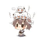  4girls aircraft_carrier_hime anger_vein black_eyes blush brown_hair chibi chibi_on_head clenched_teeth horns kaga_(kantai_collection) kantai_collection long_hair lowres midway_hime minigirl multiple_girls northern_ocean_hime person_on_head rebecca_(keinelove) red_eyes shinkaisei-kan short_hair side_ponytail sitting white_hair 