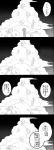  1girl 4koma c-button clouds cloudy_sky comic gloves highres kantai_collection monochrome raised_fist shiranui_(kantai_collection) sky translation_request 