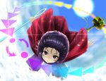  1girl flying hakama_pants juji magic miracle_mallet needle oversized_object purple_hair sukuna_shinmyoumaru touhou violet_eyes 