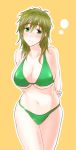  1girl bikini blush breasts brown_hair free! genderswap large_breasts long_hair navel short_hair solo swimsuit tachibana_makoto 