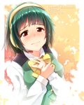  1girl 2014 blush bowtie dated green_hair happy_birthday headset idolmaster ima_(lm_ew) jewelry otonashi_kotori red_eyes ring short_hair solo tears 