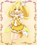 1girl :d blonde_hair choker cure_peace double_v hair_ornament kay_(utd) kise_yayoi long_hair looking_at_viewer magical_girl open_mouth precure smile smile_precure! solo standing_on_one_leg v yellow_eyes 