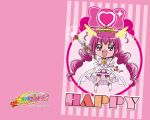  1girl blush boots bow chibi cure_happy happy hoshizora_miyuki long_hair magical_girl official_art open_mouth pink_eyes pink_hair precure smile smile_precure! solo staff tiara twintails wallpaper 