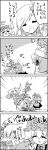  4girls 4koma =_= =d aki_minoriko aki_shizuha bow bowtie cirno closed_eyes comic crying daiyousei food fruit grapes hair_bow hair_ornament hair_ribbon hat heavy_breathing highres hitting leaf_hair_ornament letty_whiterock mob_cap monochrome multiple_girls open_mouth person_on_head petting ribbon short_hair side_ponytail smile sparkle surprised tackled tani_takeshi touhou translation_request wings wrestling younger yukkuri_shiteitte_ne |_| 