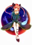  1girl animal_ears braid cat_ears cat_tail dress frilled_dress frilled_sleeves frills highres kaenbyou_rin long_sleeves multiple_tails red_eyes redhead sumirou-kun tail touhou twin_braids two_tails 