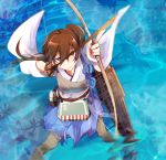  1girl aiming brown_hair commentary_request drawing_bow failure highres japanese_clothes kaga_(kantai_collection) kantai_collection long_hair multiple_girls pleated_skirt short_hair side_ponytail skirt solo yakusuke you&#039;re_doing_it_wrong 