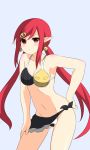  1girl absurdres bikini dungeon_and_fighter highres long_hair pointy_ears red_eyes redhead shikniful solo swimsuit 