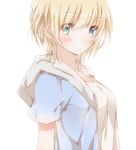  1girl blonde_hair blue_eyes casual hiro_(hirohiro31) looking_at_viewer original short_hair simple_background sketch solo white_background 