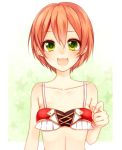  1girl :3 adapted_costume blush bokura_no_live_kimi_to_no_life bra bust green_eyes highres hoshizora_rin love_live!_school_idol_project orange_hair short_hair smile solo underwear wakatsuki_you 