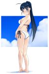  1girl ass bikini black_hair blue_eyes blush katatsuka_kouji long_hair original swimsuit 