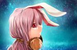  1girl animal_ears headphones highres lavender_hair long_hair looking_away looking_up rabbit_ears rain red_eyes reisen_udongein_inaba solo touhou yamikou 