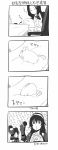  4koma 5girls admiral_(kantai_collection) ashigara_(kantai_collection) blood cat comic digital_camera flat_gaze haguro_(kantai_collection) hairband hands_on_own_face hat hyuga_zen kantai_collection long_hair monochrome multiple_girls myoukou_(kantai_collection) nachi_(kantai_collection) nose_bubble nosebleed peaked_cap side_ponytail sleeping tatsuta_(kantai_collection) translated 