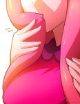  1girl adventure_time breasts hair_in_mouth head_out_of_frame large_breasts long_hair mike_inel pink_hair pink_skin princess_bonnibel_bubblegum 