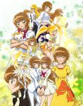  ^_^ arms_behind_back blonde_hair blush brown_eyes brown_hair child closed_eyes cure_sunshine cure_sunshine_mirage dark_persona dress heartcatch_precure! highres holding_hands long_hair looking_at_viewer magical_girl midriff multiple_girls multiple_persona myoudouin_itsuki navel one_eye_closed open_mouth potpourri_(heartcatch_precure!) precure profile school_uniform short_hair skirt smile stuffed_animal stuffed_toy super_silhouette_(heartcatch_precure!) teddy_bear twintails yellow_eyes yukkyun 