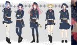  5girls arms_behind_back atago_hiroe atago_kinue baton black_hair blonde_hair blue_eyes blue_hair boots chain crossed_arms double_bun glasses gloves hair_bobbles hair_ornament hat hat_removed headwear_removed kurage long_hair looking_at_viewer mase_yuuko medal military military_uniform multiple_girls open_mouth purple_hair red_eyes redhead saki short_hair short_twintails skirt smile suehara_kyouko thigh-highs twintails ueshige_suzu uniform violet_eyes white_legwear 